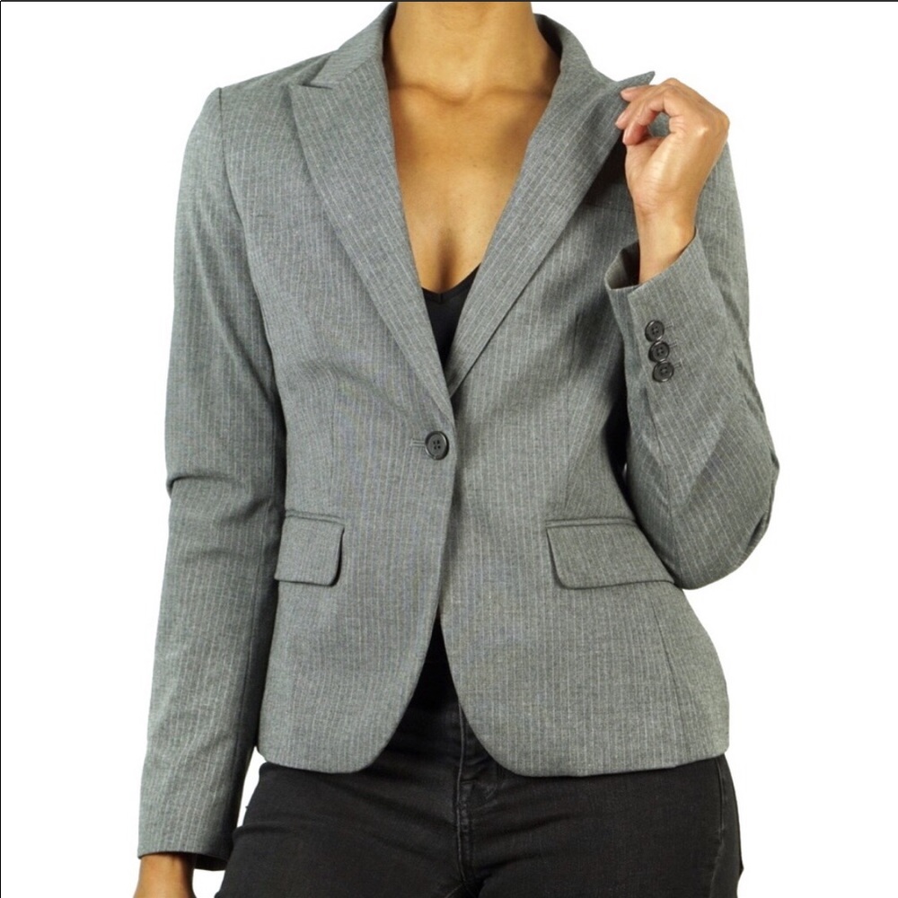 Banana Republic Womens Gray Pinstripe Blazer